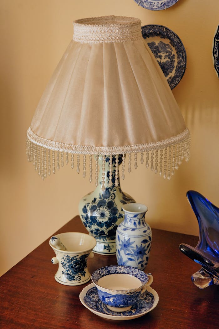 Free stock photo of bed lamp, blue, delft